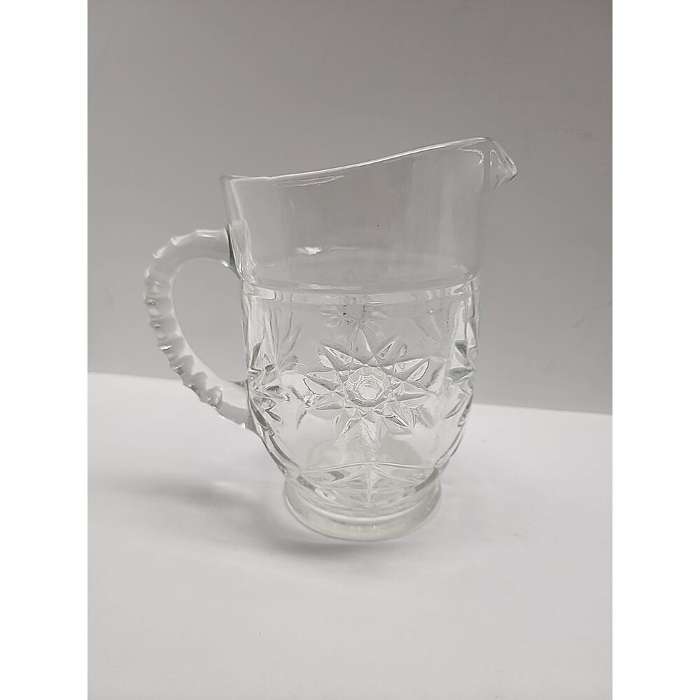 Vintage Anchor Hocking, Star Of David Clear Glass Small 5.5" Tall Pitcher